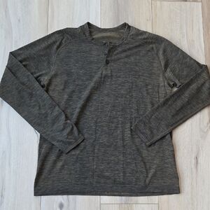 Lululemon Long Sleeve Henley Heathered Green XL